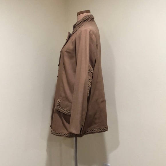Soft Surroundings Coat Size XL Brown Scrollwork - Picture 5 of 12